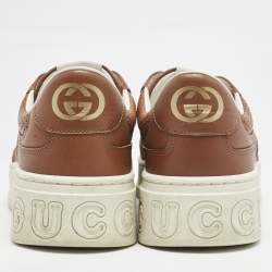 Gucci Brown Jumbo GG Embossed Leather Low Top Sneakers Size 42.5