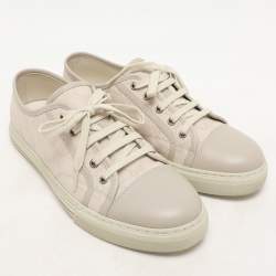 Gucci Grey GG Canvas and Leather Low Top Sneakers Size 42