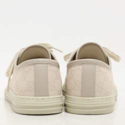 Gucci Grey GG Canvas and Leather Low Top Sneakers Size 42