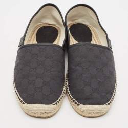 Gucci Black/Blue GG Canvas and Leather Espadrille Flats Size 44.5