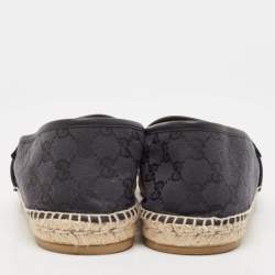 Gucci Black/Blue GG Canvas and Leather Espadrille Flats Size 44.5