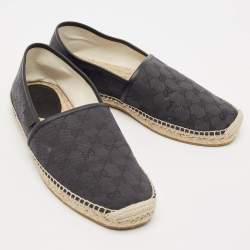 Gucci Black/Blue GG Canvas and Leather Espadrille Flats Size 44.5