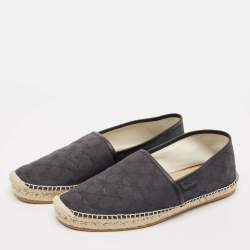 Gucci Black/Blue GG Canvas and Leather Espadrille Flats Size 44.5