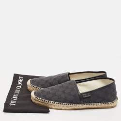 Gucci Black/Blue GG Canvas and Leather Espadrille Flats Size 44.5