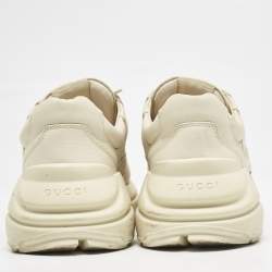 Pre Owned Gucci Cream Leather Vintage Logo Rhyton Sneakers Size 40