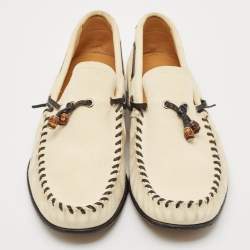 Gucci Beige Suede Bamboo Tassel Slip On Loafers Size 42.5