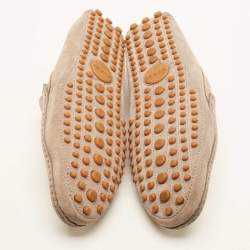 Pre Owned Gucci Grey Suede GG Interlocking Slip On Loafers Size 43.5