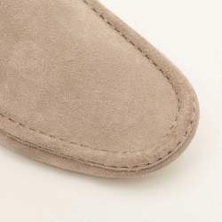 Pre Owned Gucci Grey Suede GG Interlocking Slip On Loafers Size 43.5