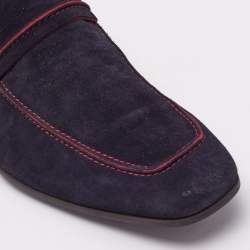 Gucci Navy Blue Suede Slip On  Loafers Size 44