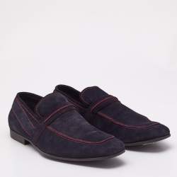 Gucci Navy Blue Suede Slip On  Loafers Size 44
