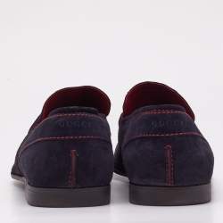 Gucci Navy Blue Suede Slip On  Loafers Size 44