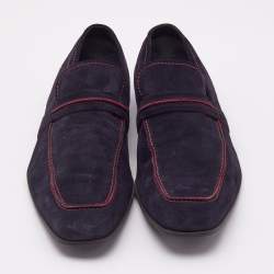 Gucci Navy Blue Suede Slip On  Loafers Size 44