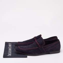 Gucci Navy Blue Suede Slip On  Loafers Size 44