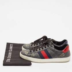 Gucci Black GG Supreme Canvas Tiger Print Ace Low Top Sneakers Size 40.5