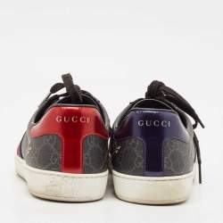Gucci Black GG Supreme Canvas Tiger Print Ace Low Top Sneakers Size 40.5