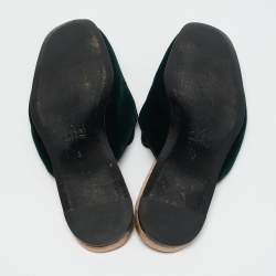 Gucci Dark Green Velvet Crystal Embellished Snake Flat Mules Size 43