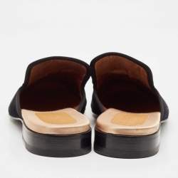 Gucci Black Velvet Pas De Rumeur Embroidered Flat Mules Size 44