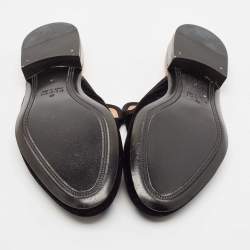 Gucci Black Velvet Pas De Rumeur Embroidered Flat Mules Size 44