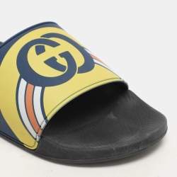 Gucci Multicolor Rubber Logo Slippers Size 43