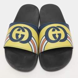 Gucci Multicolor Rubber Logo Slippers Size 43