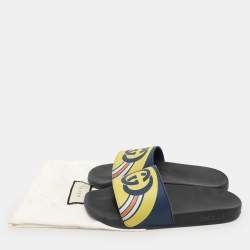 Gucci Multicolor Rubber Logo Slippers Size 43