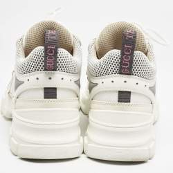Pre Owned Gucci White Leather and Mesh Flashtrek Sneakers Size 42