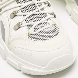 Pre Owned Gucci White Leather and Mesh Flashtrek Sneakers Size 42