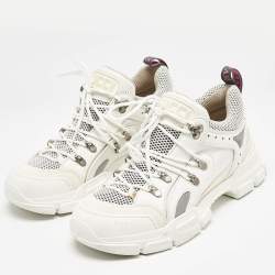 Pre Owned Gucci White Leather and Mesh Flashtrek Sneakers Size 42