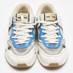 Gucci White/Blue Leather and Mesh Ultrapace Sneakers Size 41.5