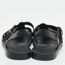 Pre Owned Gucci Black Rubber Tiger Head Caged Sandals Size 41