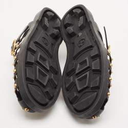 Gucci Black Rubber Studded Tiger Head Flat Sandals Size 41