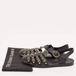 Gucci Black Rubber Studded Tiger Head Flat Sandals Size 41