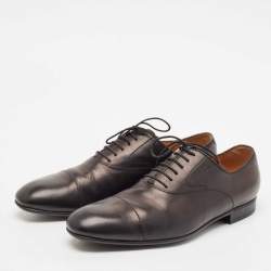 Gucci Black Leather Lace Up Oxfords Size 44.5