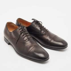 Gucci Black Leather Lace Up Oxfords Size 44.5