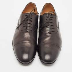 Gucci Black Leather Lace Up Oxfords Size 44.5