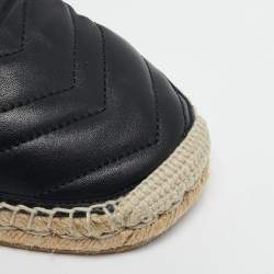 Gucci Black Matelasse Leather GG Marmont Espadrille Flats Size 42.5