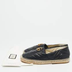 Gucci Black Matelasse Leather GG Marmont Espadrille Flats Size 42.5