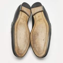 Pre Owned Gucci Black Leather Horsebit Foldable Loafers Size 44