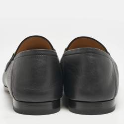 Pre Owned Gucci Black Leather Horsebit Foldable Loafers Size 44