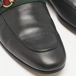 Pre Owned Gucci Black Leather Horsebit Foldable Loafers Size 44