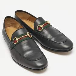 Pre Owned Gucci Black Leather Horsebit Foldable Loafers Size 44