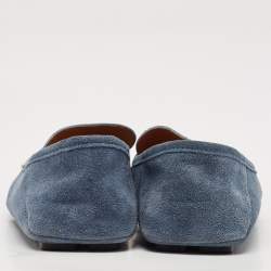 Gucci Blue Suede Double G Slip On Loafers Size 41