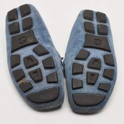 Gucci Blue Suede Double G Slip On Loafers Size 41
