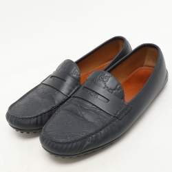 مملوكة مسبقًا Gucci Blue Guccissima Leather Penny Loafers Size 42