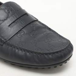 مملوكة مسبقًا Gucci Blue Guccissima Leather Penny Loafers Size 42