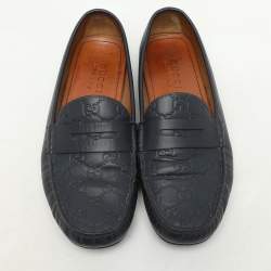 مملوكة مسبقًا Gucci Blue Guccissima Leather Penny Loafers Size 42