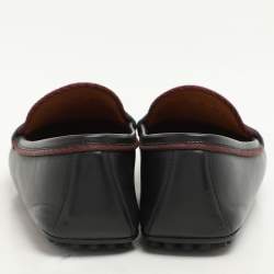 Pre Owned Gucci Black Leather Bee Loafers Size 42