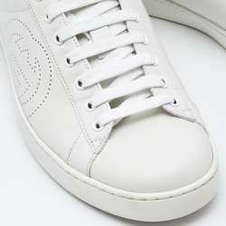 Gucci White/Grey Leather Interlocking G Ace Low Top Sneakers  Size 43