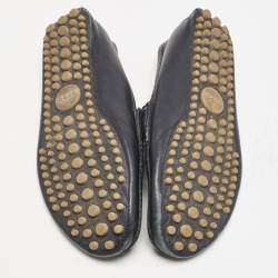 Gucci Navy Blue Leather Web Horsebit Loafers Size 42.5