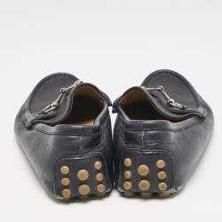 Gucci Navy Blue Leather Web Horsebit Loafers Size 42.5